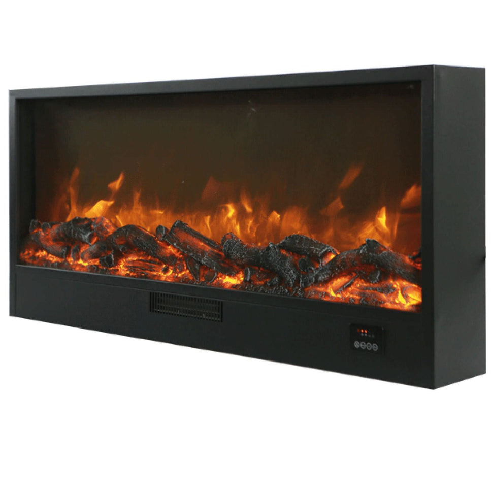 Without Chimney Ispica Built-in Electric Fireplace Long 108 Cm 1500w Black Perfect for Being Fully Built-in Furniture Wood Plasterboard Walls and Fixed Wooden Walls