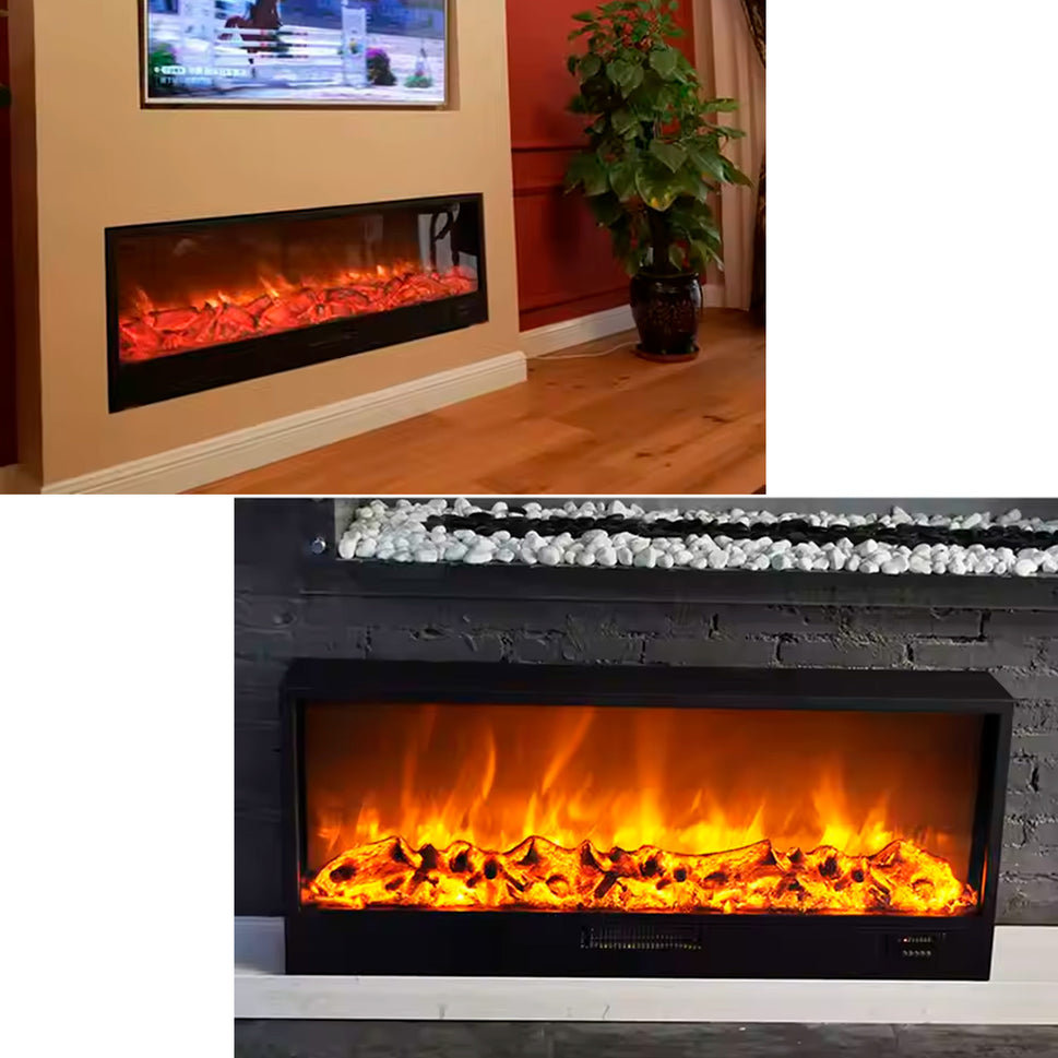 Without Chimney Ispica Built-in Electric Fireplace Long 108 Cm 1500w Black Perfect for Being Fully Built-in Furniture Wood Plasterboard Walls and Fixed Wooden Walls