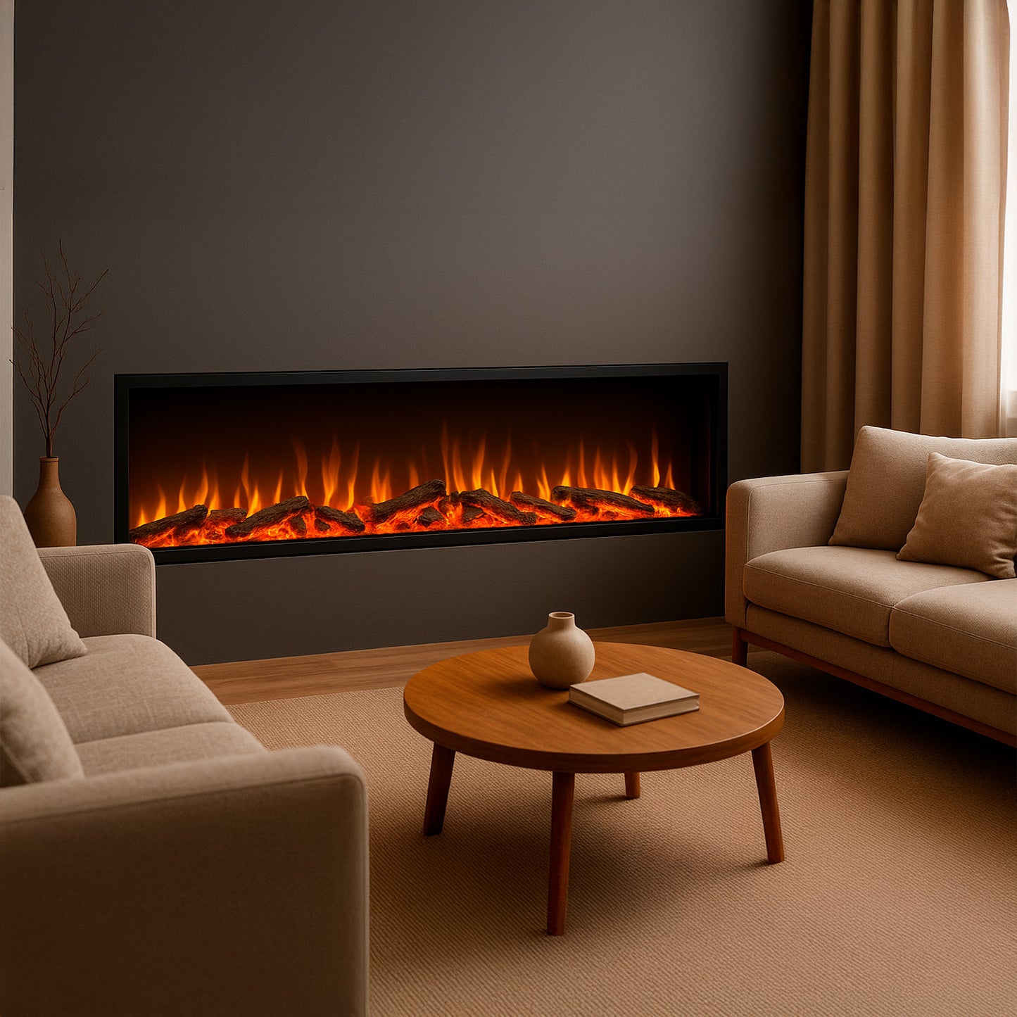 Caminetto-Lasa-150: chimenea eléctrica con efecto llama holo