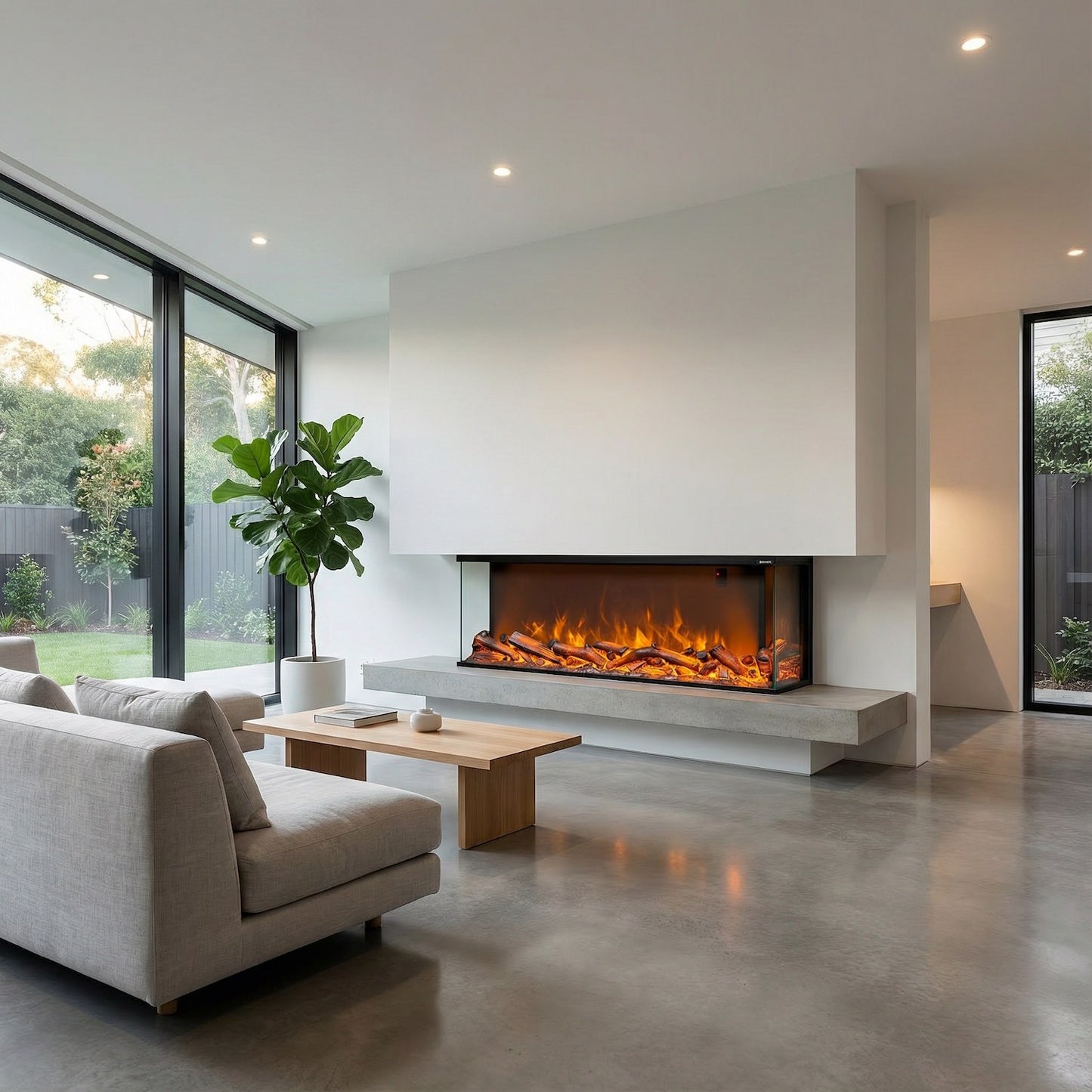 Caminetto Merano 108: chimenea eléctrica de tres caras con m