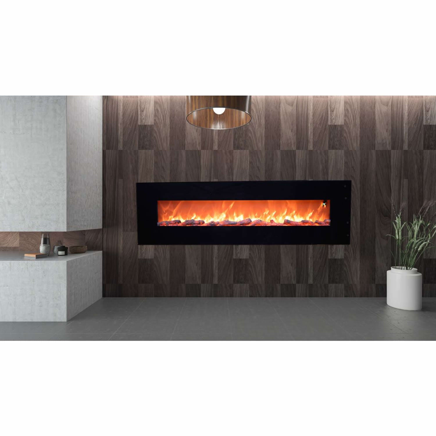 Chimenea eléctrica de pared con descuento.