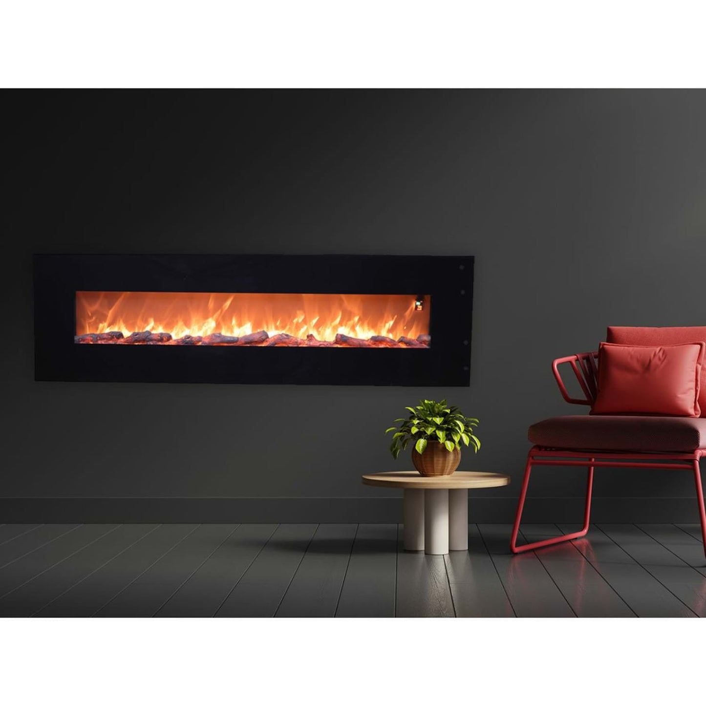 Chimenea eléctrica de pared con descuento.