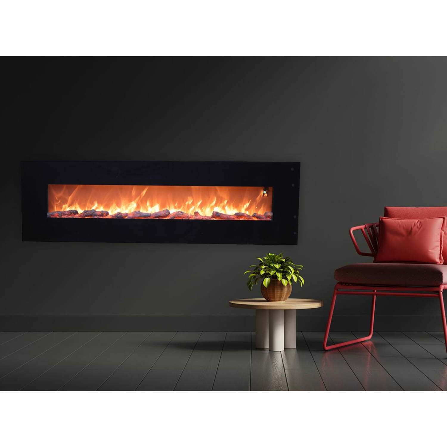 Chimenea eléctrica de pared con descuento.