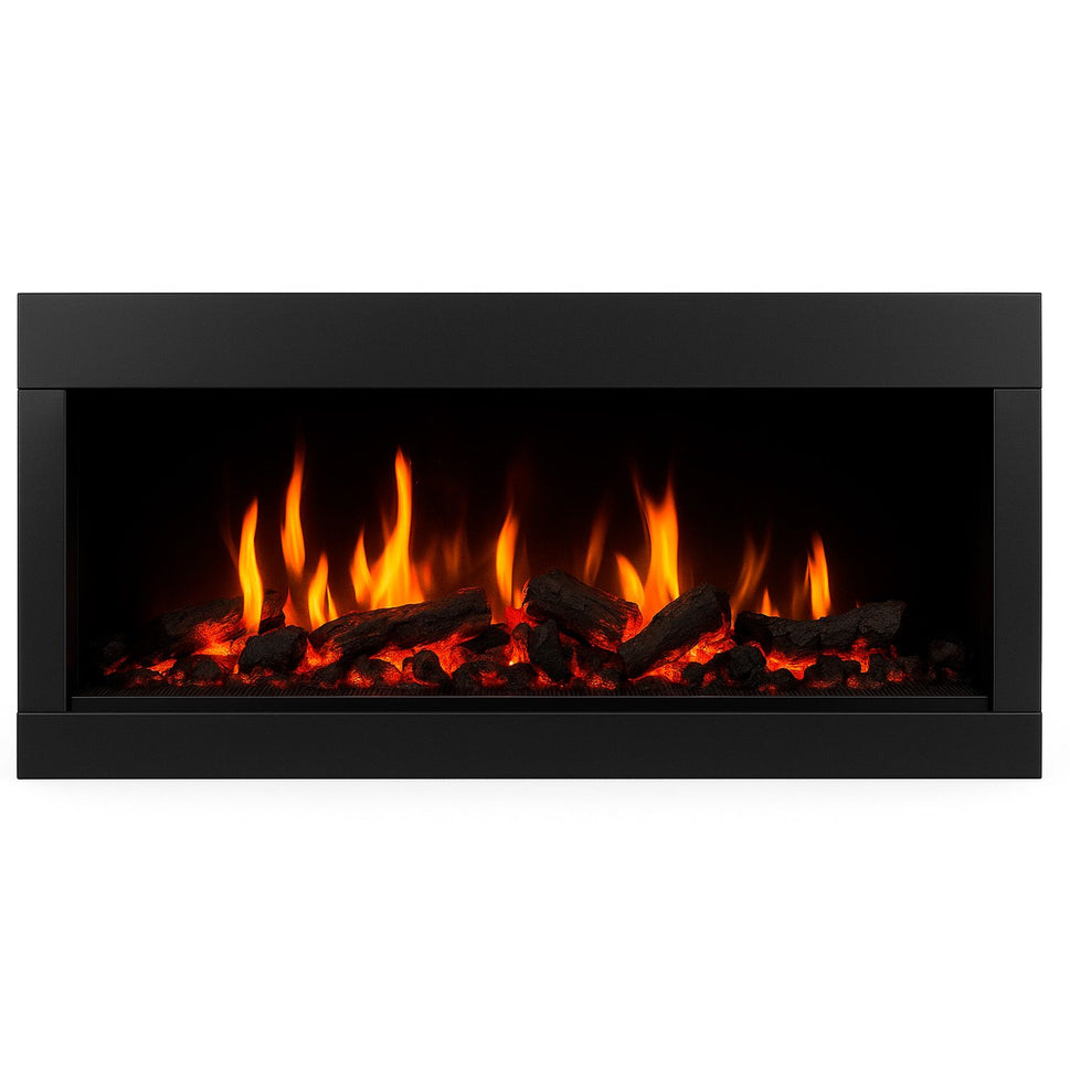 SINED Cheminée décorative en acier noir avec effet flamme holographique stéréoscopique ultra-réaliste consommation 10-50W dimensions 742x445x320 mm modèle CAMINETTO-TIRES-74