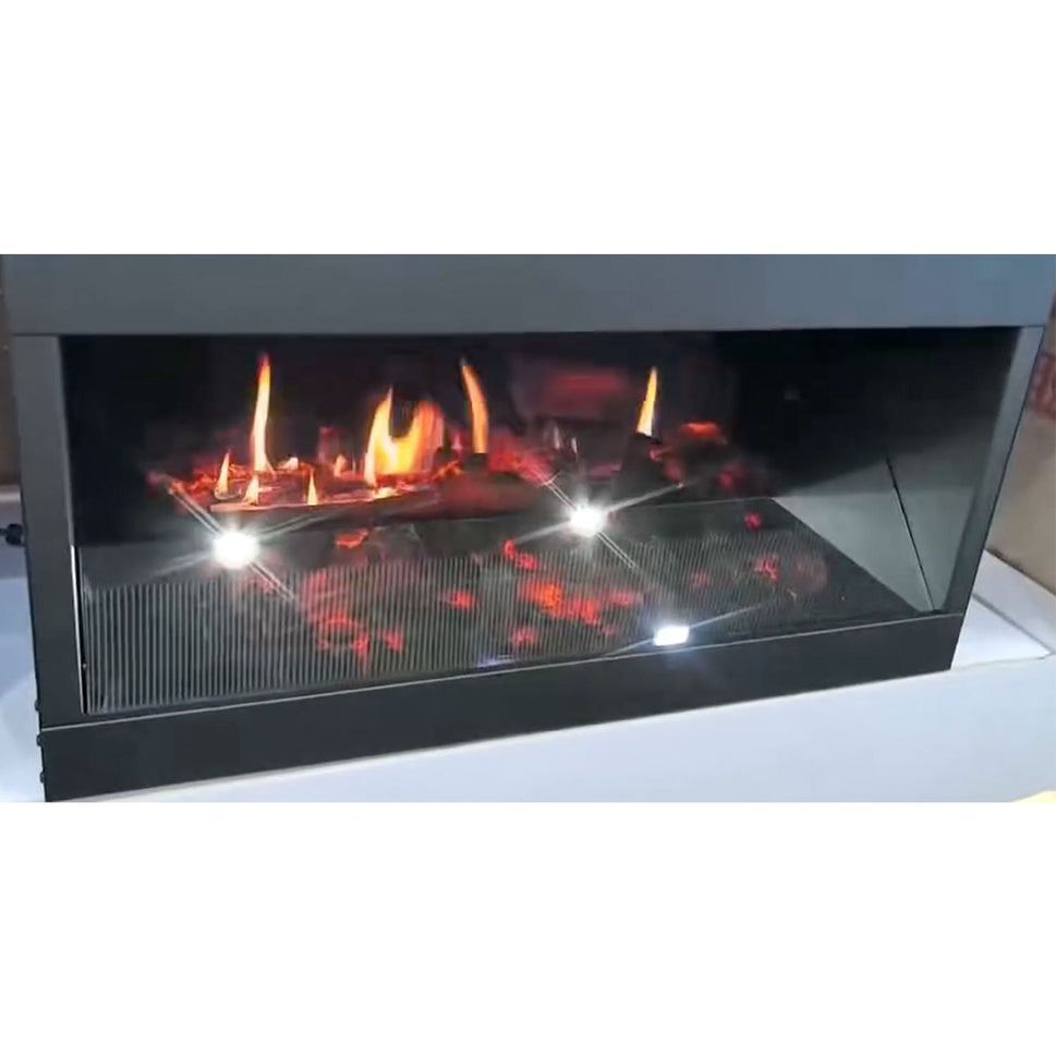 SINED Cheminée décorative en acier noir avec effet flamme holographique stéréoscopique ultra-réaliste consommation 10-50W dimensions 742x445x320 mm modèle CAMINETTO-TIRES-74