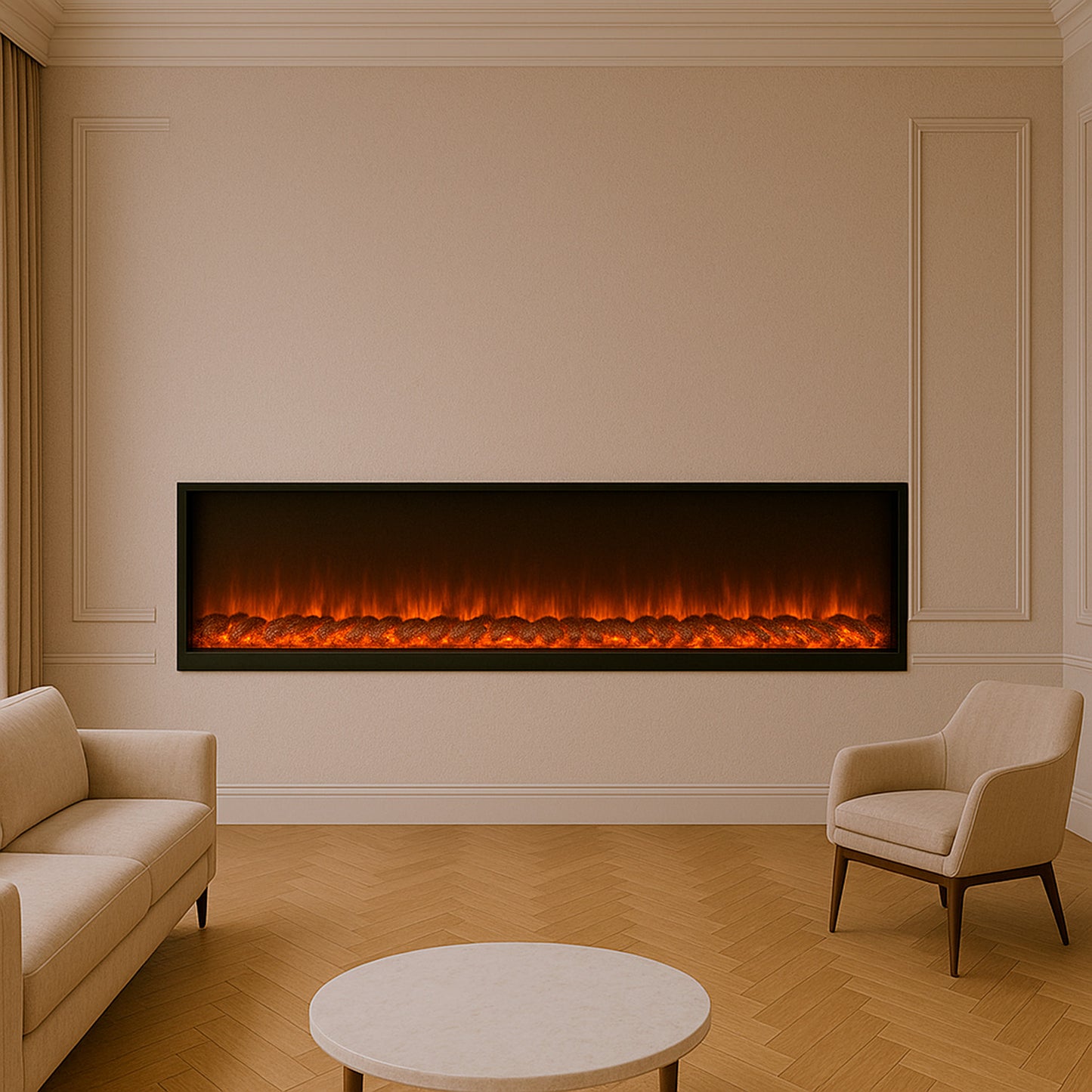 Gran chimenea eléctrica Vesuvio 2m, diseño elegante y durade