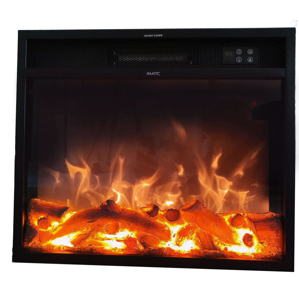 Mpc Vulcano Electric Fireplace LED Burner for Fireplace 1500w Flame Effect Only Black New Electric LED Burner 1500w Compatible with Existing Frames or Fireplaces Remote Control Included