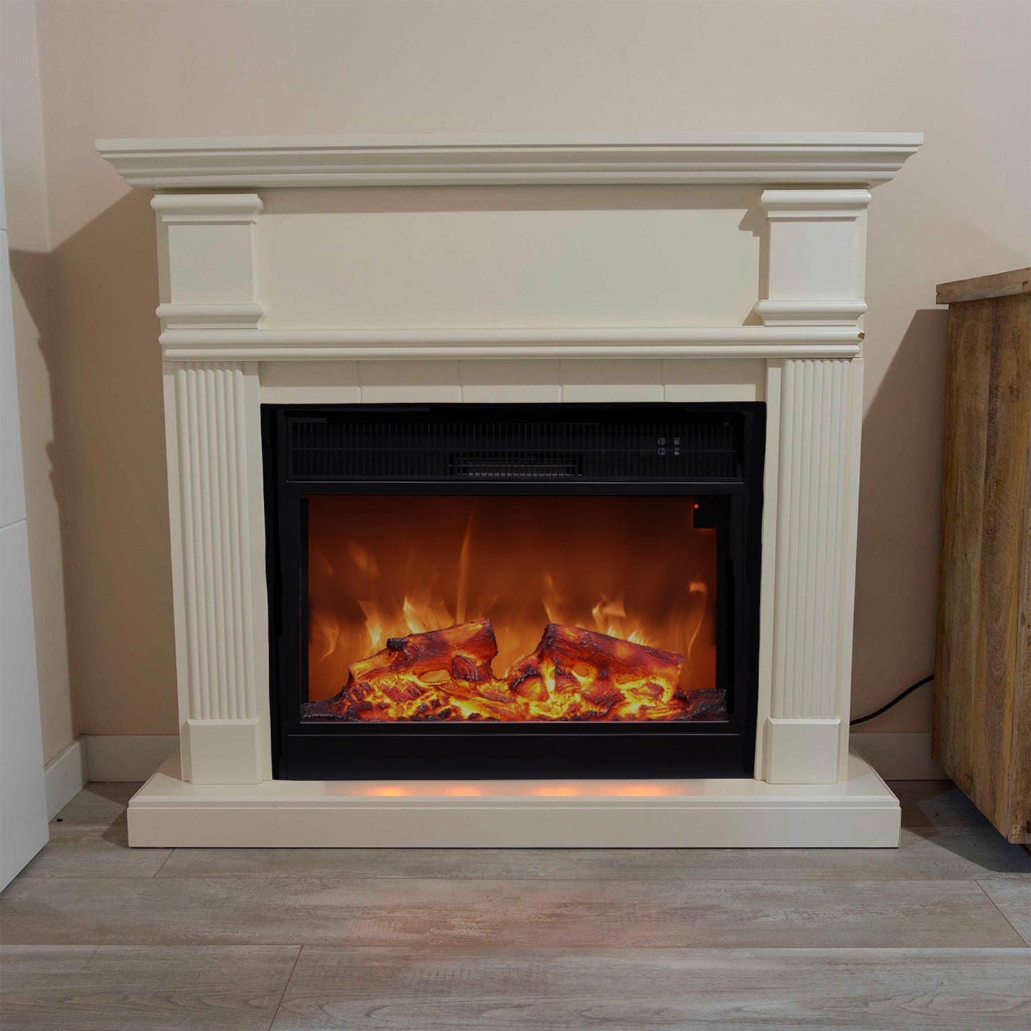 Chimenea eléctrica blanca de alta calidad con mando a distan