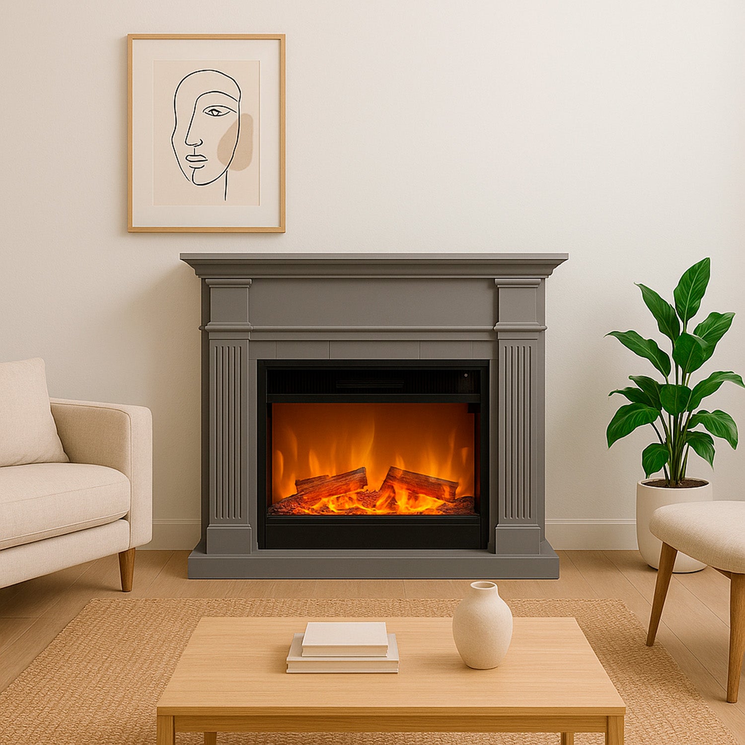 Sined Caminocalderaxxlgrigio Caminetto Elettrico Sined Caldera Xxl Grigio Eleganza Moderna e Fiamma Realistica Per Casa e Ufficio Acquisto Sicuro e Consegna Veloce