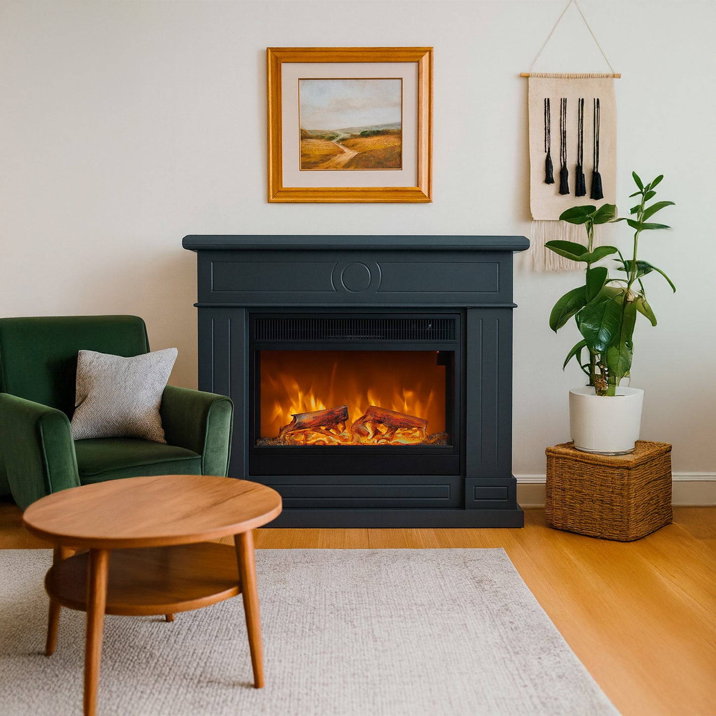 Chimenea eléctrica Lipari gris oscuro: elegancia y confort