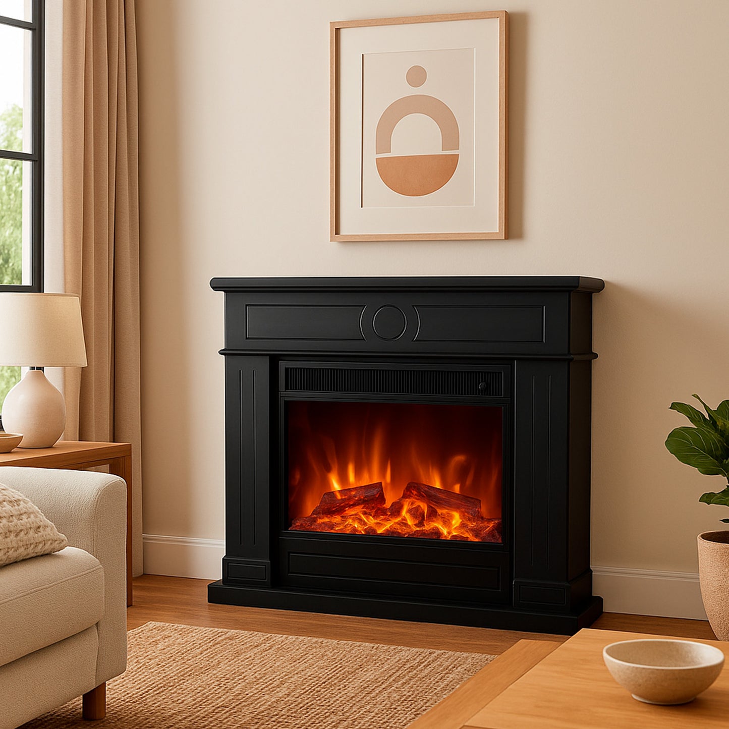 Chimenea eléctrica Lipari negra: diseño elegante y funcional