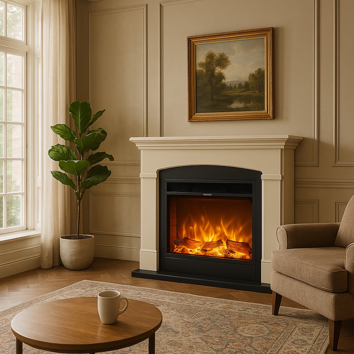 Cheminée Électrique Sur Pied 1500w Siena Beige Sined