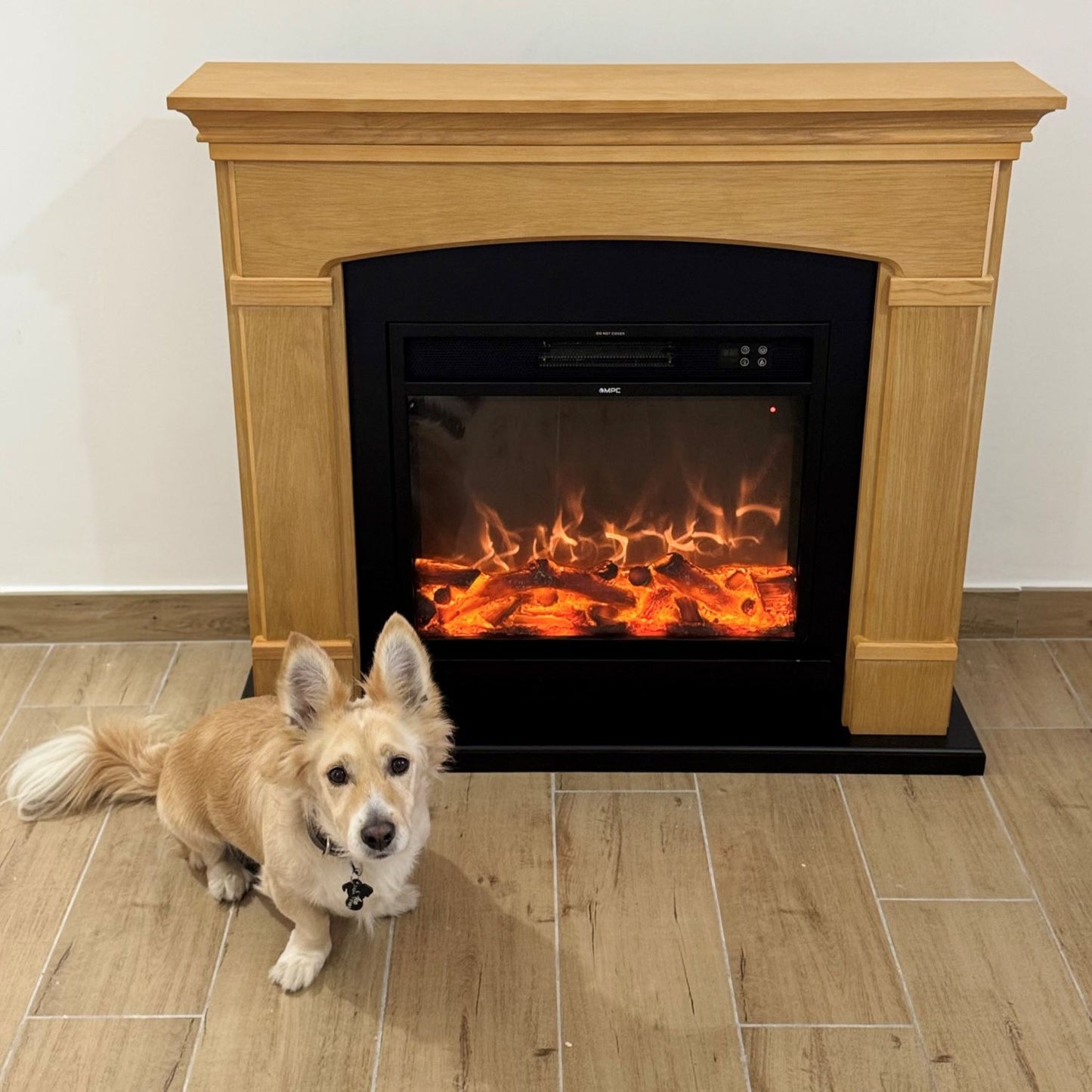 Chimenea eléctrica de roble con mando a distancia