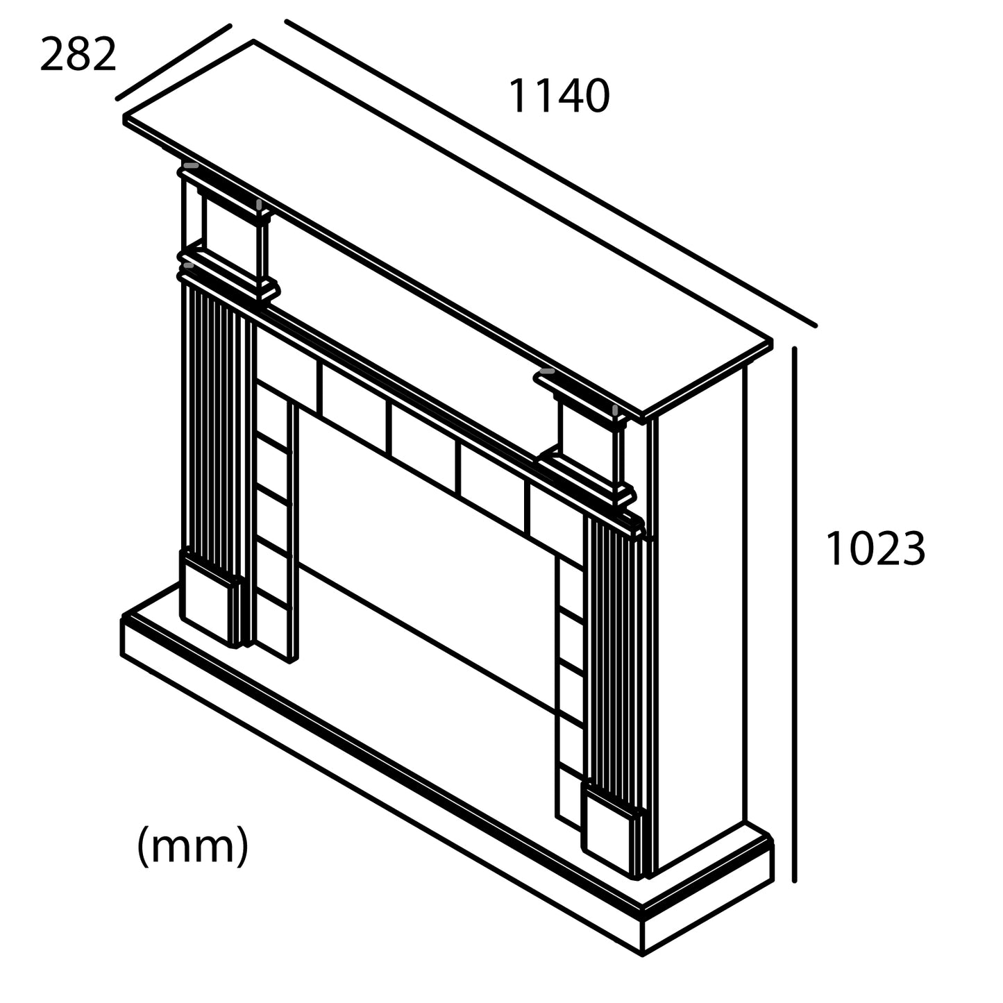 Cornice de madera blanca para chimenea eléctrica Caldera