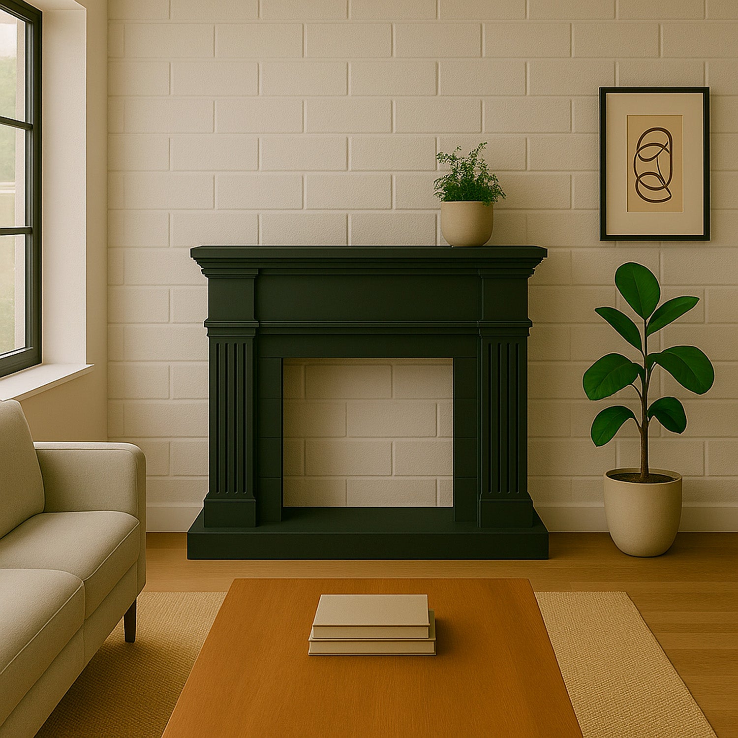 Marco De Chimenea Mpc Caldera Negro Ideal Para La Chimenea Electricavolcano Insertar o Quemador Existente Diseno Clásico Atemporal Hecho De Madera Mdf Resistente