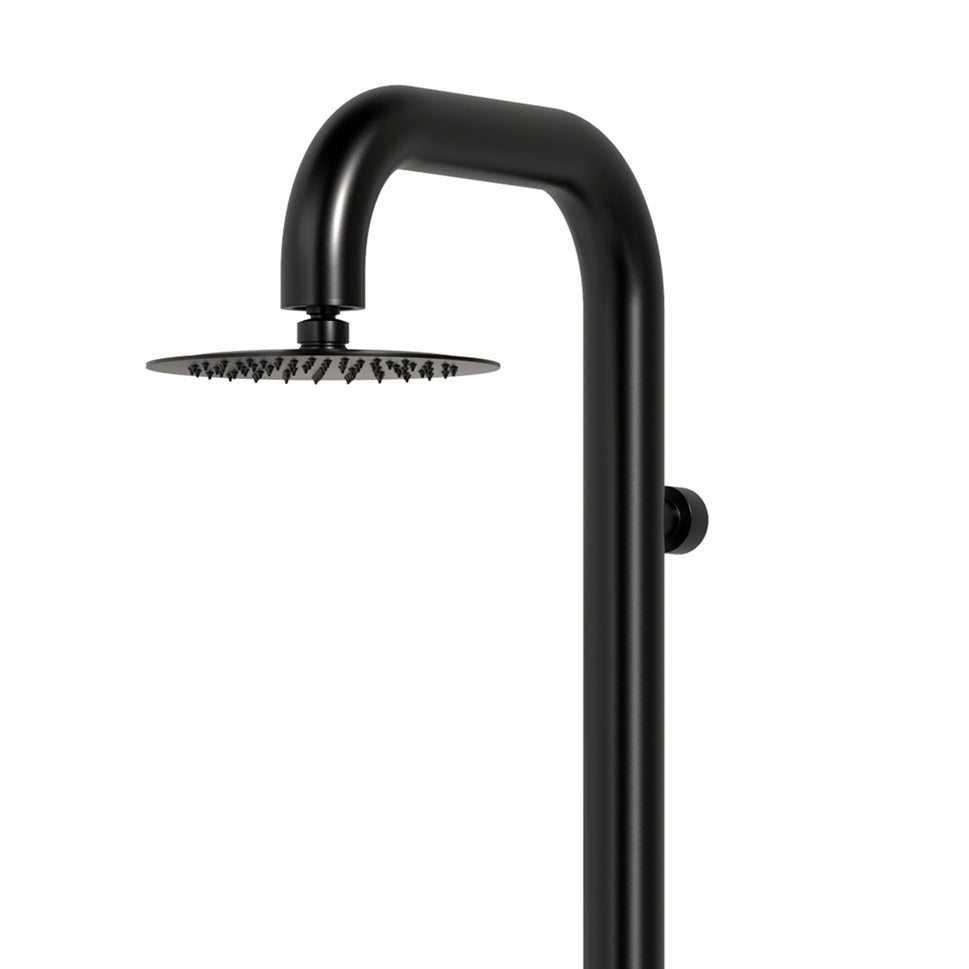 Sined Douche murale en acier inoxydable AISI 316L avec mélangeur, pomme de douche large intérieur ou extérieur, eau chaude et froide pour usage intensif DOCCIA CABRAS NERA