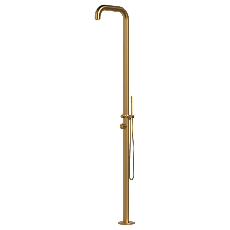 Sined Chia 316l roestvrijstalen buitendouche en handdouche h 230 cm roestvrij staal goud