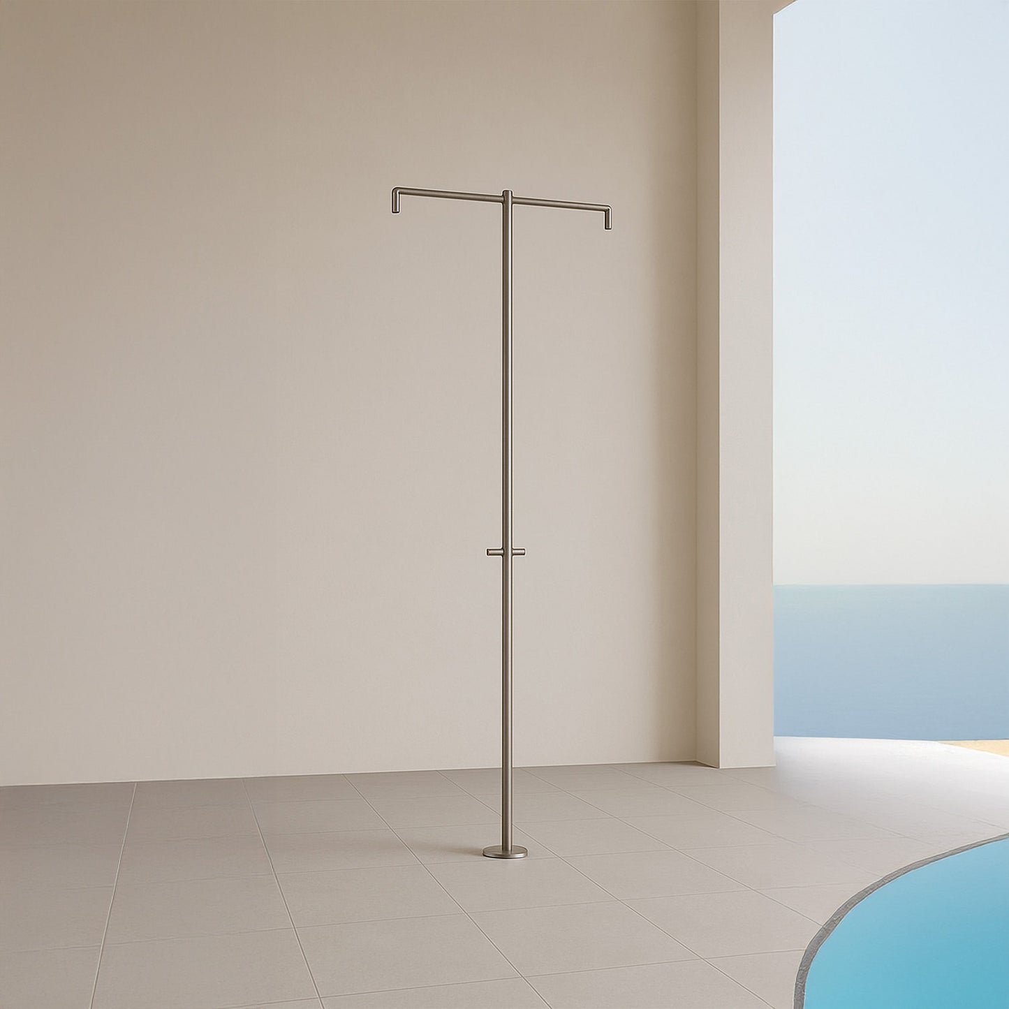 Ducha exterior inox 316L con dos duchas de techo, diseño ita