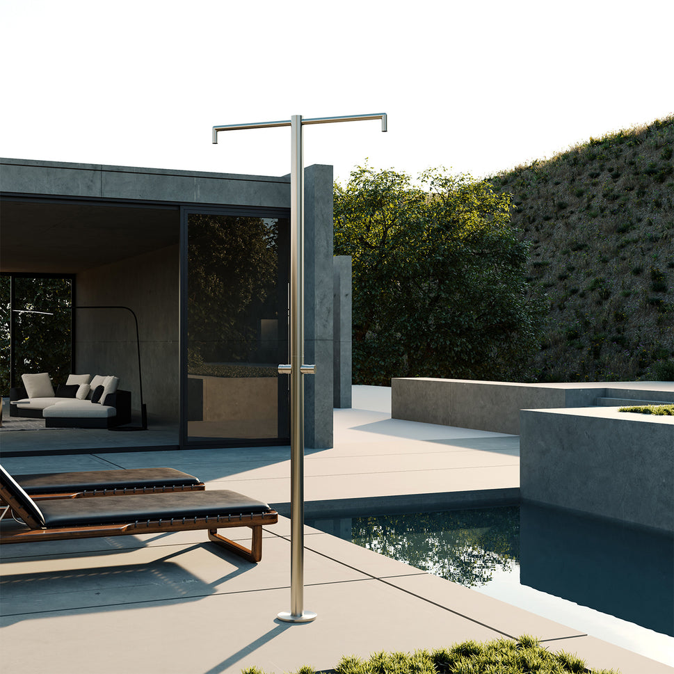 Ducha Doble Sined Acero Inoxidable 316l Con Temporizador Ducha Doble Solo Agua Fria Ahorro De Agua Instalacion Sencilla Con Cbox Dedicado Para Cualquier Espacio Exterior