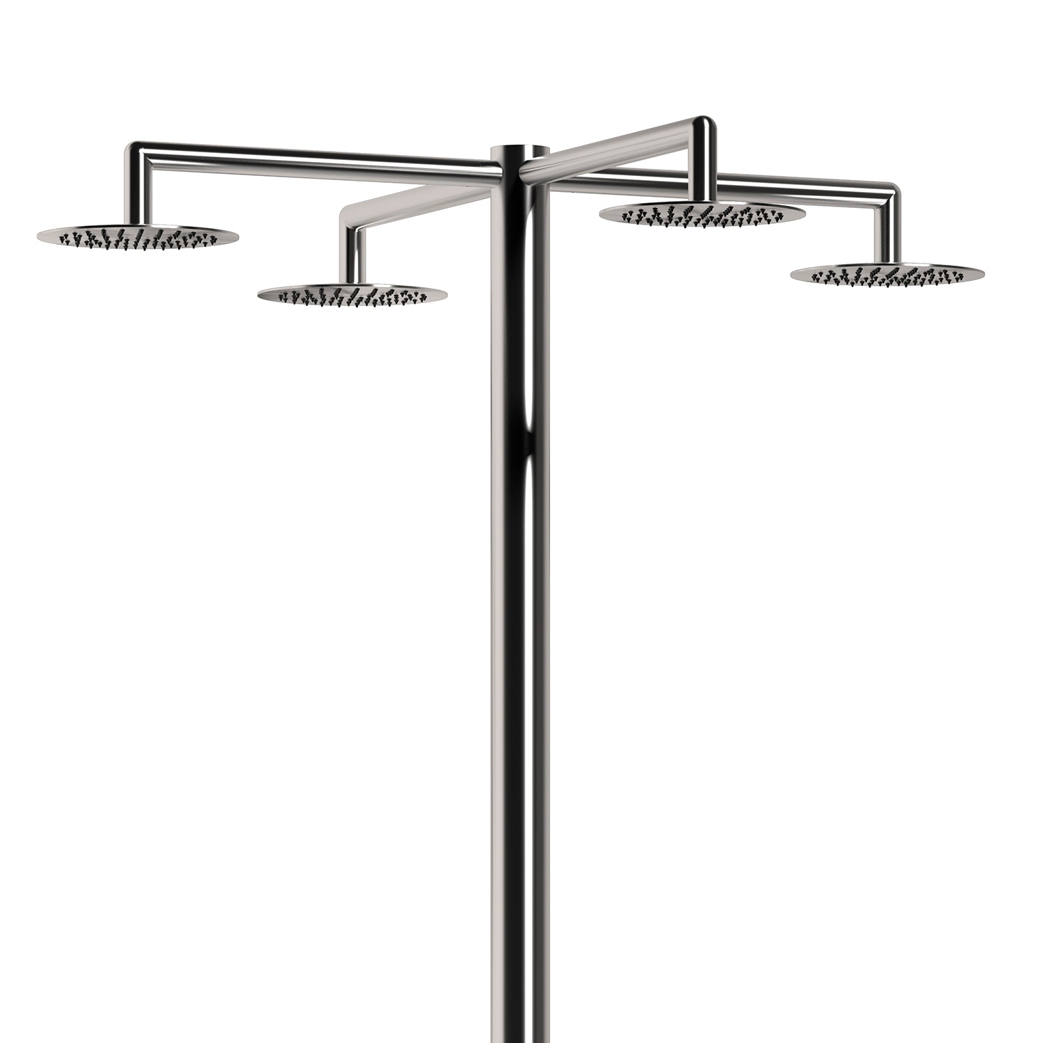 SINED Douche Extérieure Inox Satiné en Acier Inox 316L Quatre Diffuseurs pour Usage Collectif avec Minuteur Résistant à la Corrosion Eau Froide Seulement Modèle Idra 4T