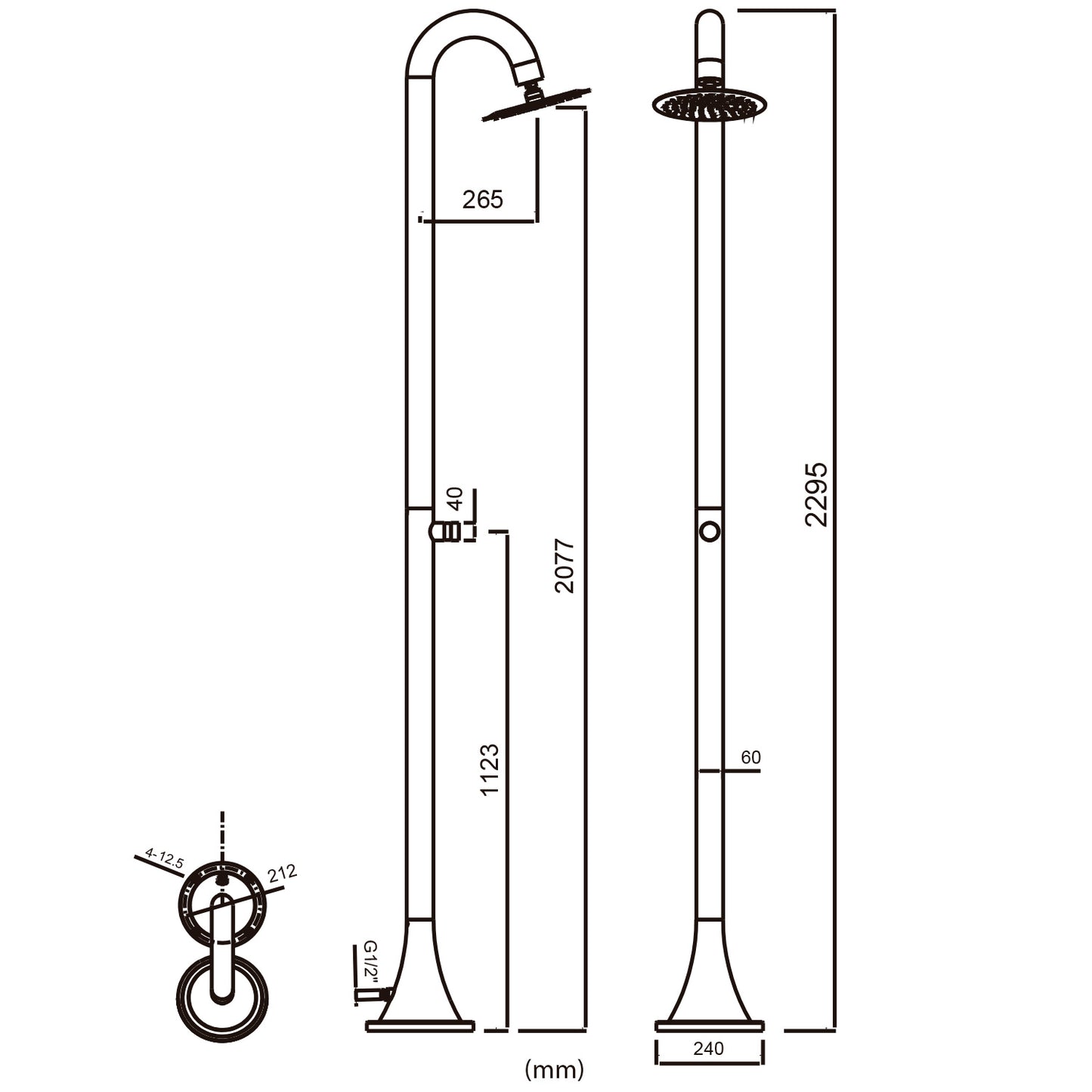 Ducha exterior de acero inoxidable Luna: elegancia y durabil