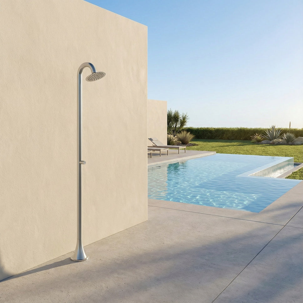 Sined Luna Tmp Douche Acier Inoxydable Douche Acier Inoxydable Connexion Double Latérale ou Inférieure d'Eau Froide Douche Temporisée d'Eau Froide avec Pulvérisateur et Mélangeur Acier Inoxydable Rond