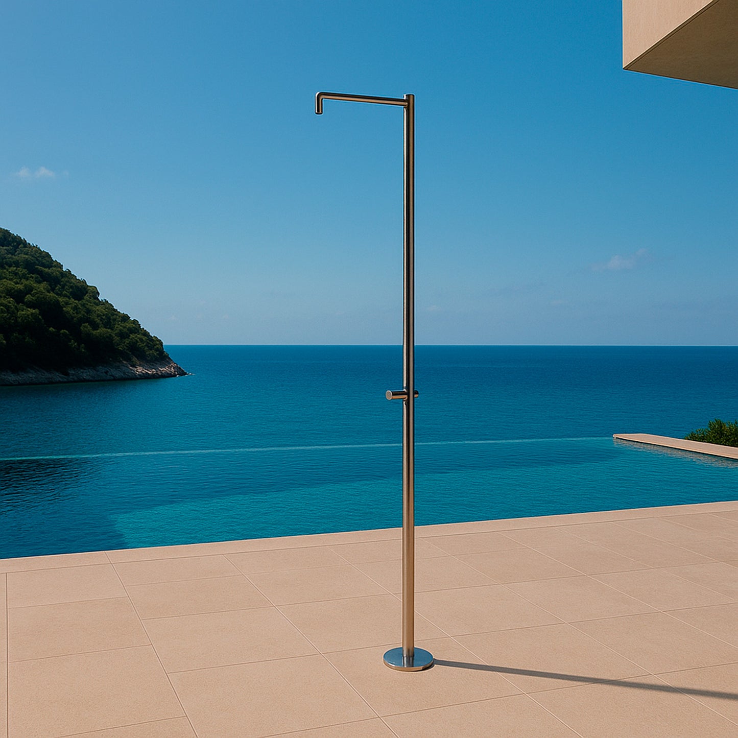 Ducha inox monóculo: diseño italiano, acero 316L, ahorro de