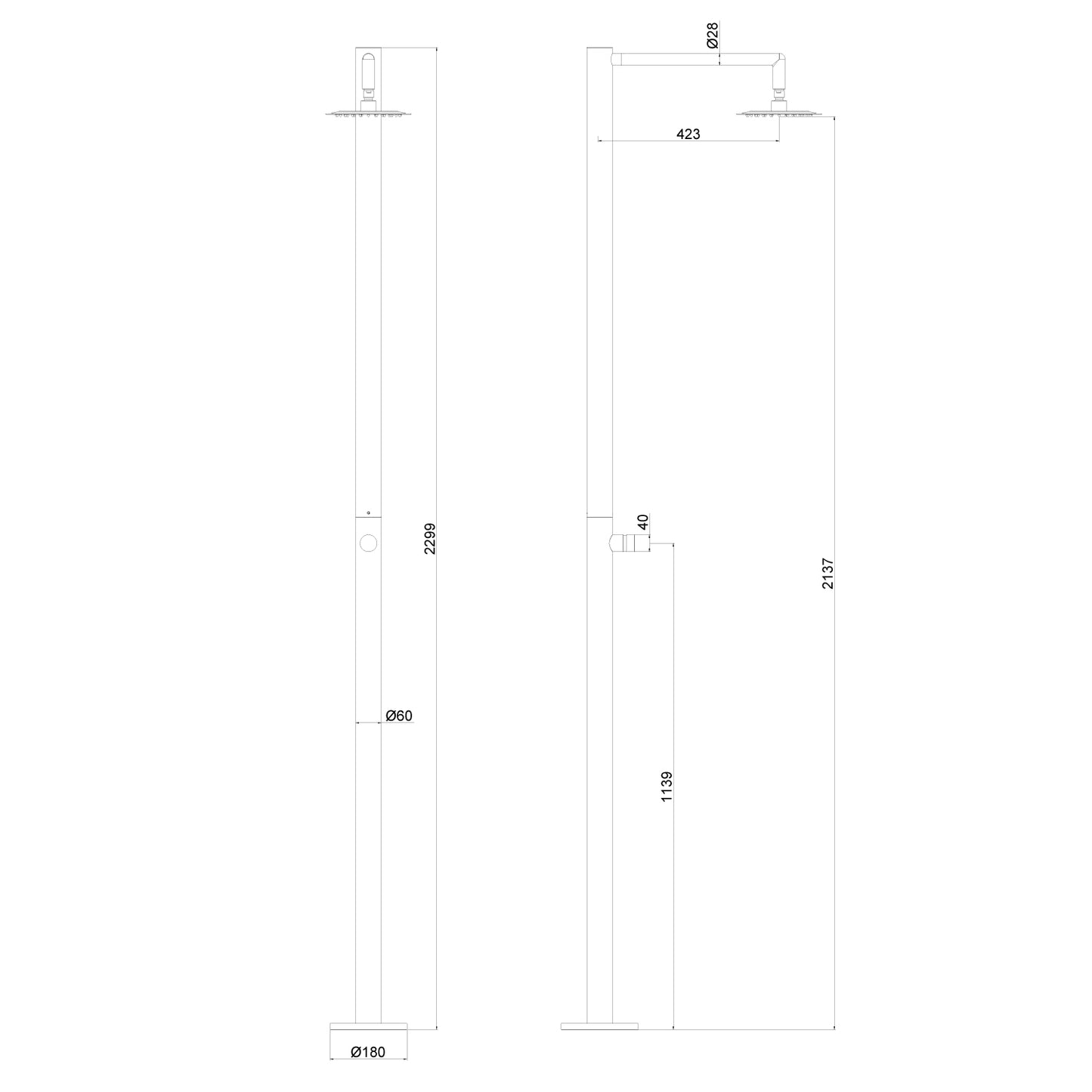 Columna de ducha náutica de acero inoxidable Polifemo