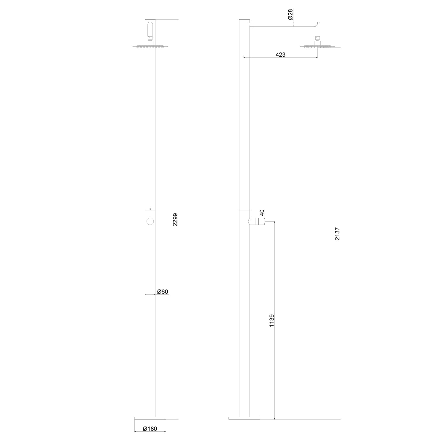 Columna de ducha náutica de acero inoxidable Polifemo