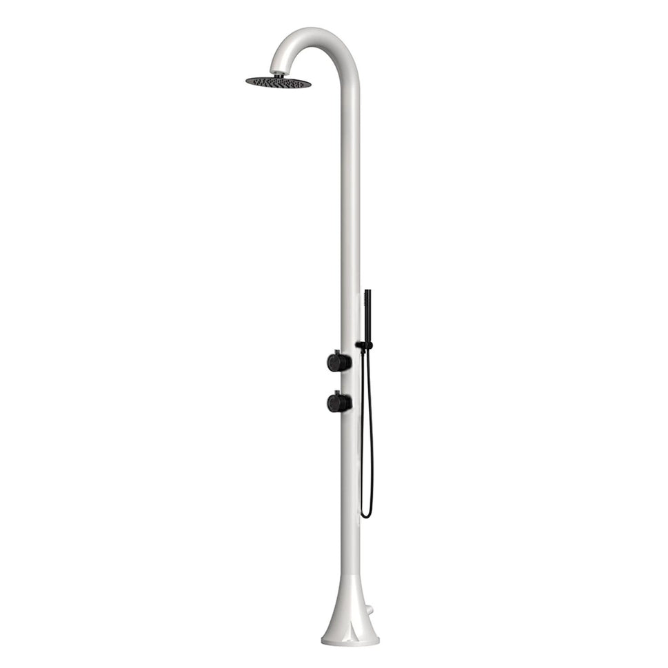 SINED Chuveiro Moon Branco Aço Inoxidável 316l Chuveiro Náutico Flexível Chuveiro Dupla Ligação Instalação Inferior e Lateral Interior e Exterior Água Quente e Fria com Misturador
