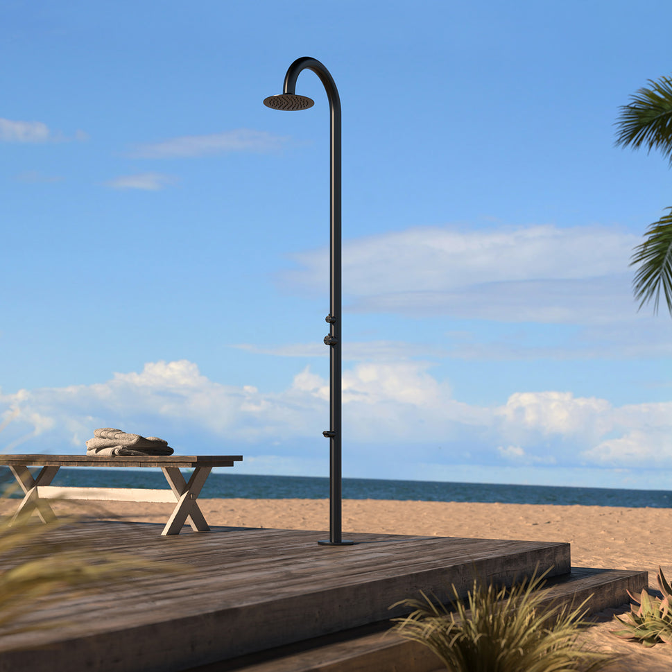 Sined Palau Douche Avec Pommeau En Acier Inoxydable 316l Mitigeur et Lave-pieds Noir Satiné Douche Avec Raccords De Base D'alimentation En Eau Chaude et Froide