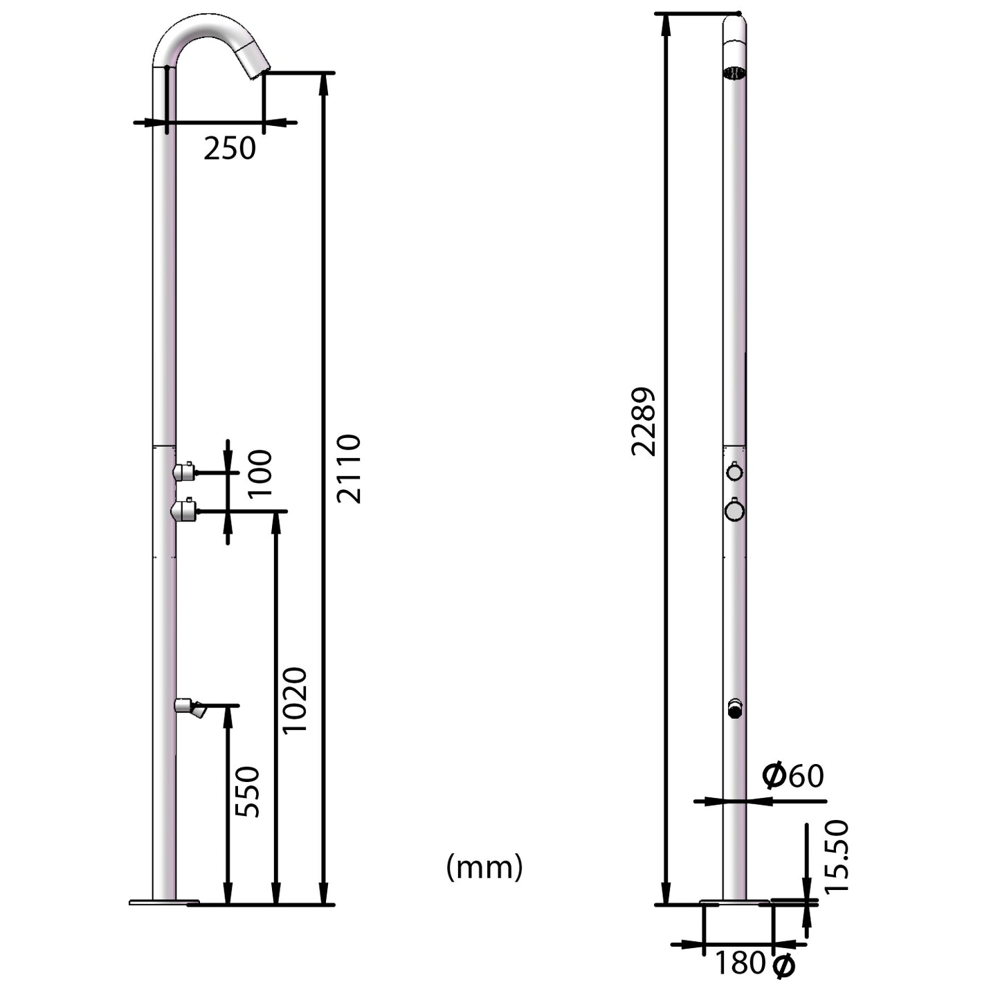 Elegante Ducha De Acero Inoxidable Blanco Para Casa Jardin P