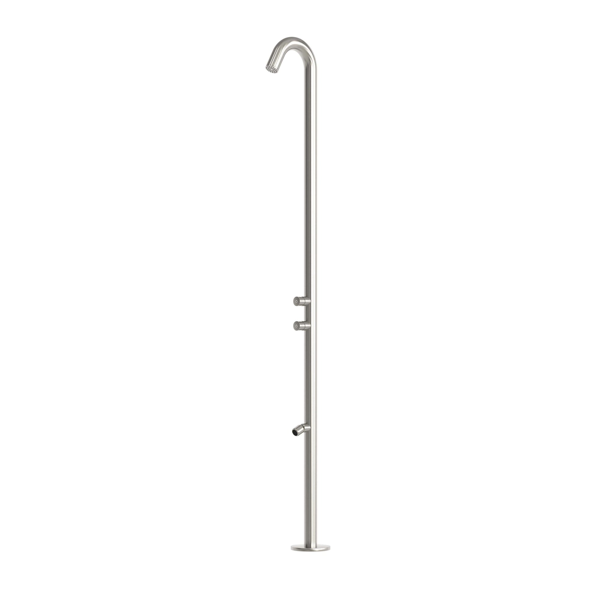 Sined Quartu Acero Inoxidable 316l Ducha Exterior con Rociador y Lavapies h 2289 cm Conexiones Ocultas de Acero Inoxidable en la Base