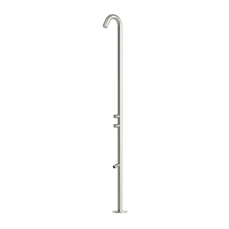 Sined Quartu Acero Inoxidable 316l Ducha Exterior con Rociador y Lavapies h 2289 cm Conexiones Ocultas de Acero Inoxidable en la Base