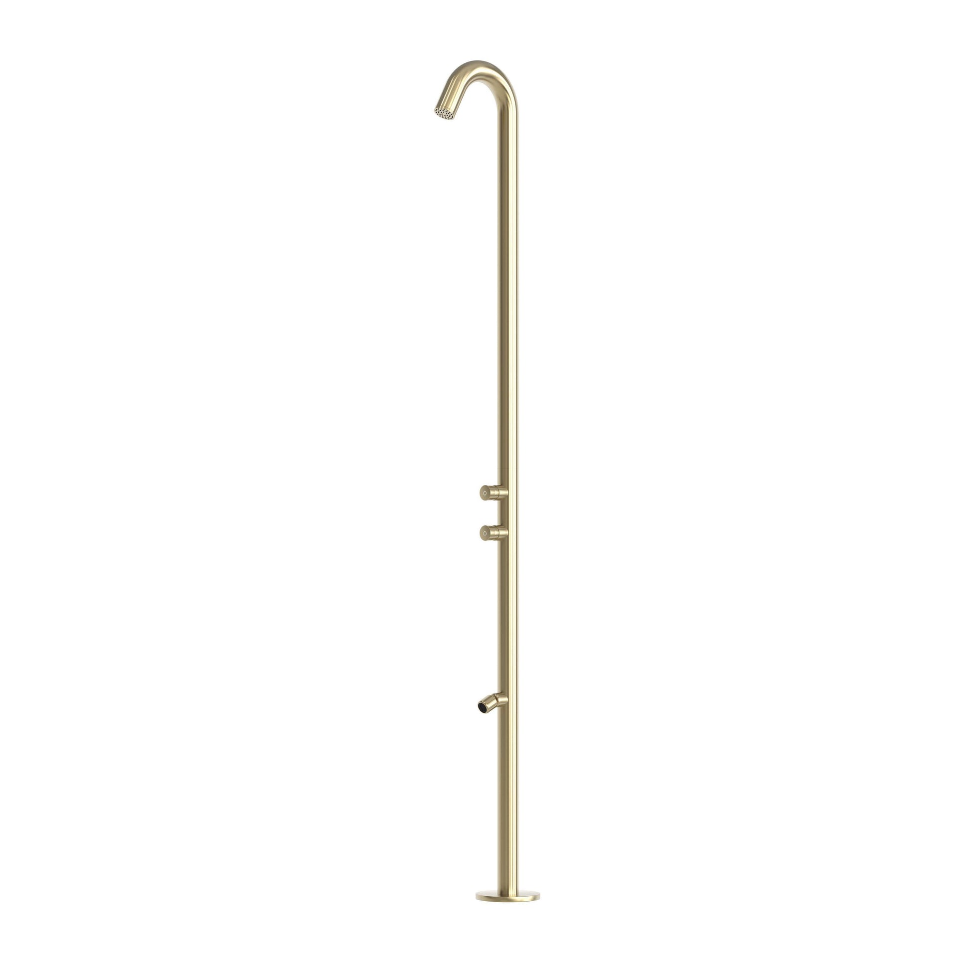 Sined Quartu Acero Inoxidable 316l Ducha Exterior con Rociador y Lavapies h 2289 cm Inox Oro Con Rociador Desviador y Lavapies