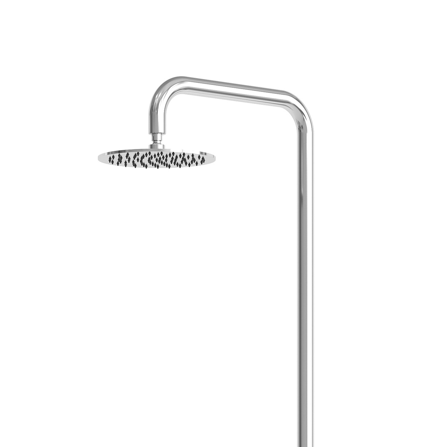 SINED Ducha exterior inox satinato acero inox AISI 316L solo agua fría predisposición para gettoniera conexión trasera 1-2 rociador Ø25 cm fijación a suelo 4 tacos Santadi Inox