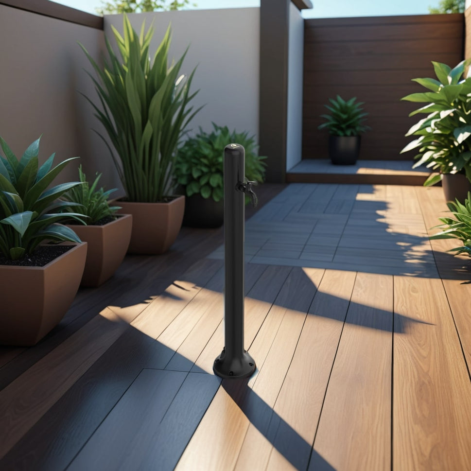 Fontaine de jardin en aluminium durable avec connexion latérale compatible avec des raccords rapides pour tuyau, facile à monter, idéale pour l'extérieur, design durable et pratique