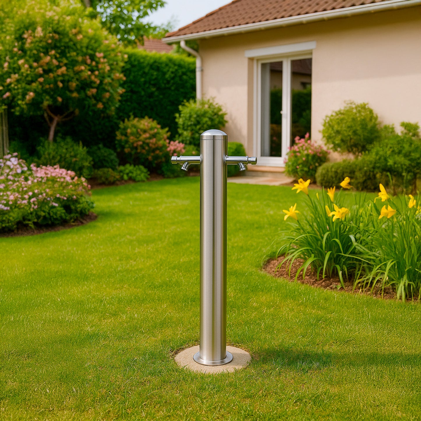 Fontanella inox 2 teste, elegante e funzionale, acquista ora!