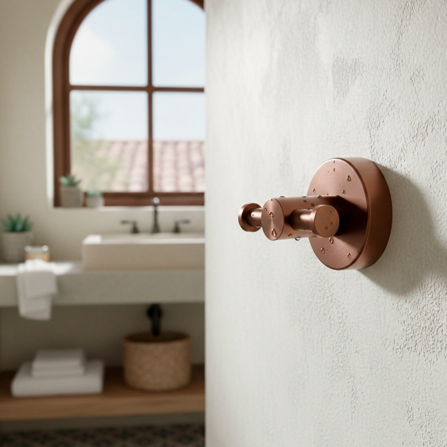 SINED Gancio Porta Salviette Doppio en Acero Inoxidable 316L con Tratamiento PVD en Oro Rosa Ideal para Interiores y Exteriores Resistente a la Corrosión y Diseno Moderno Modelo LEVANTE