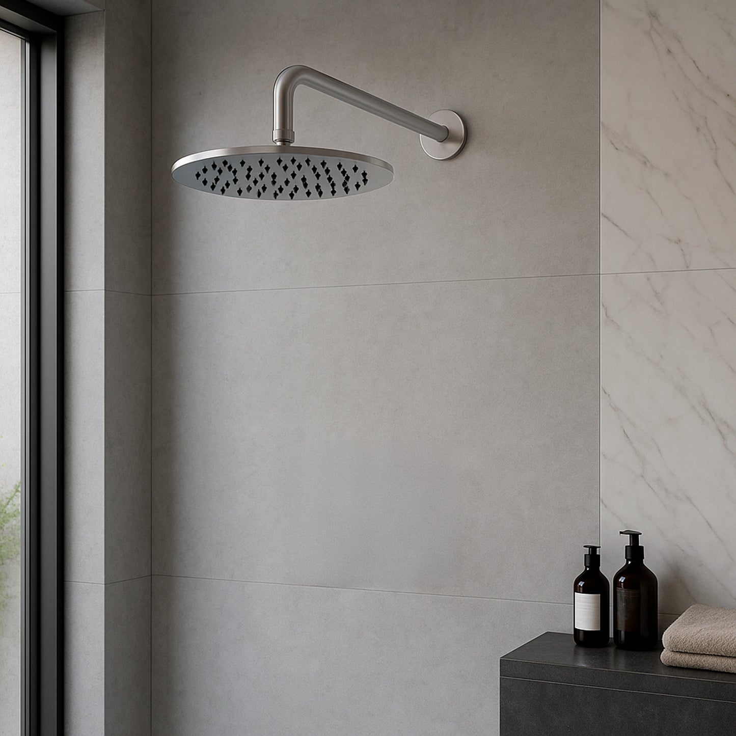 Kit Braccio Soffione Inox 25cm Parete: Elegancia y Funcional