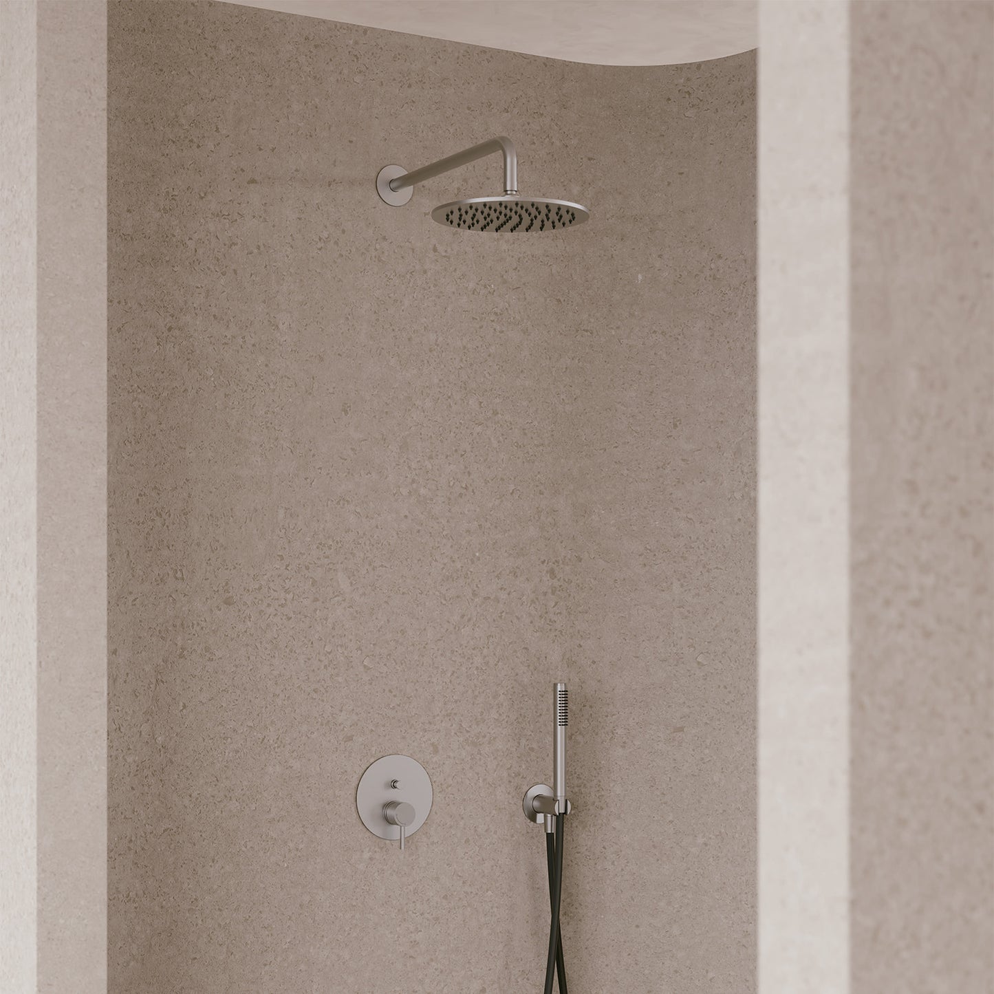 Kit Braccio Soffione Inox 25cm Parete: Elegancia y Funcional