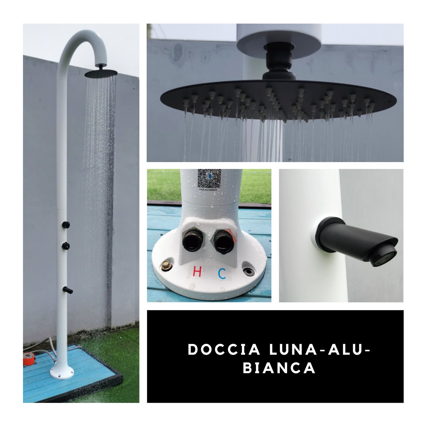 Ducha lunar de aluminio blanco para el hogar y el exterior