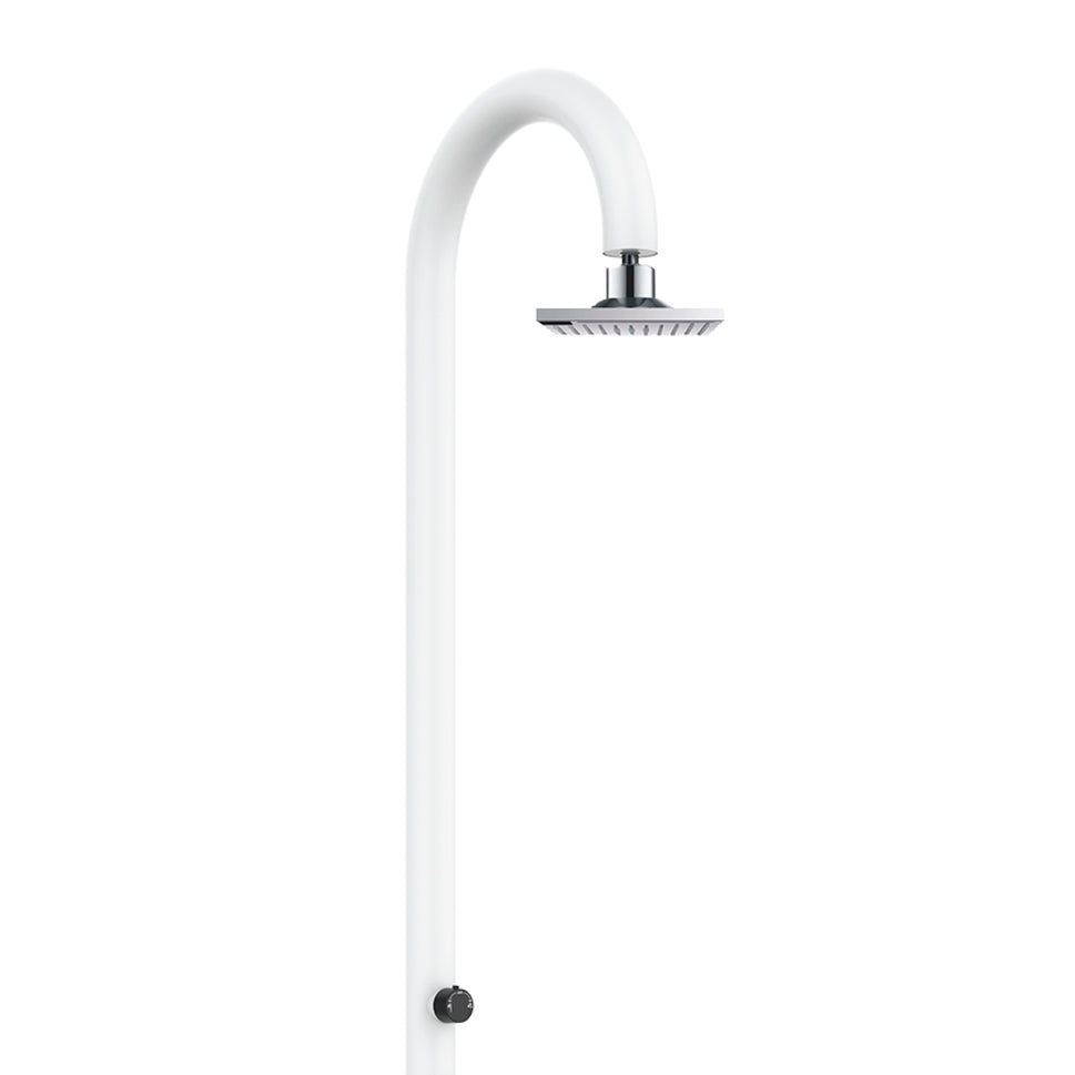 SINED Douche de piscine Blanche en Aluminium avec ISwitch et Thermomètre LCD Double Connexion d'Eau Latérale ou inférieure Idéale pour Extérieur et Intérieur Hauteur 223cm LUNA-ALU-BIANCA-LCD