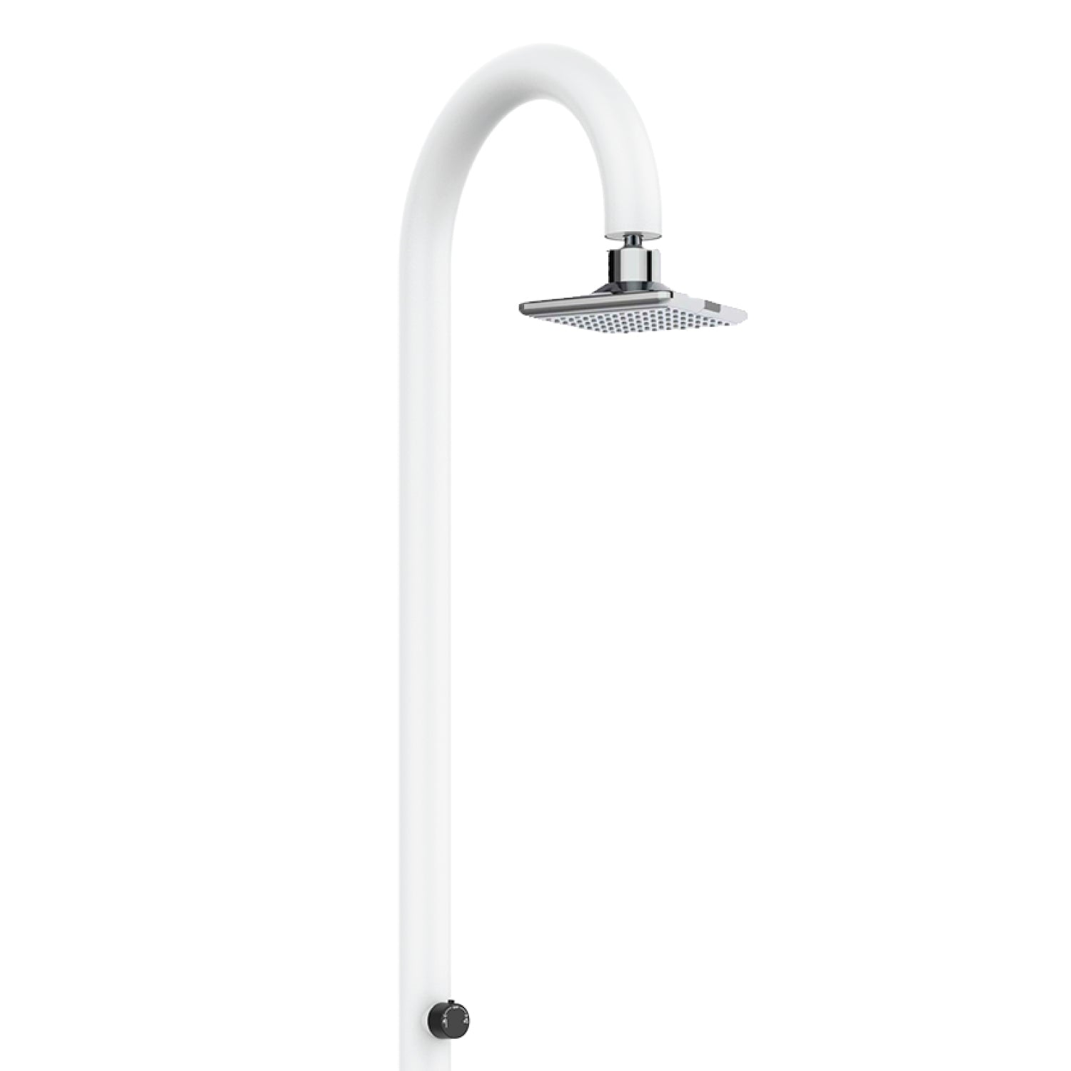SINED Ducha jardín de aluminio blanco con rociador LED cuadrado y termómetro LCD doble toma de agua para interior o exterior altura 2235 cm modelo LUNA ALU BIANCA LED