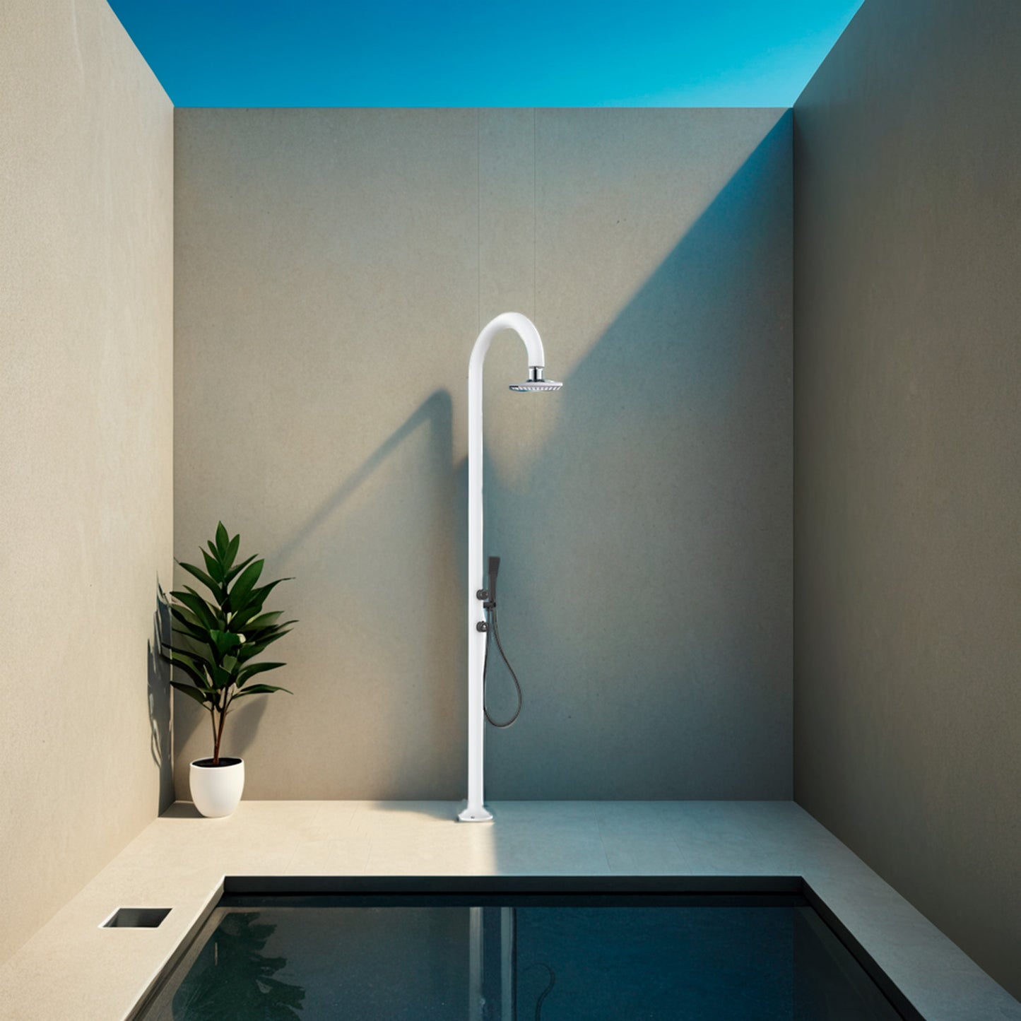 Ducha de aluminio blanco SINED con teleducha y termómetro LC