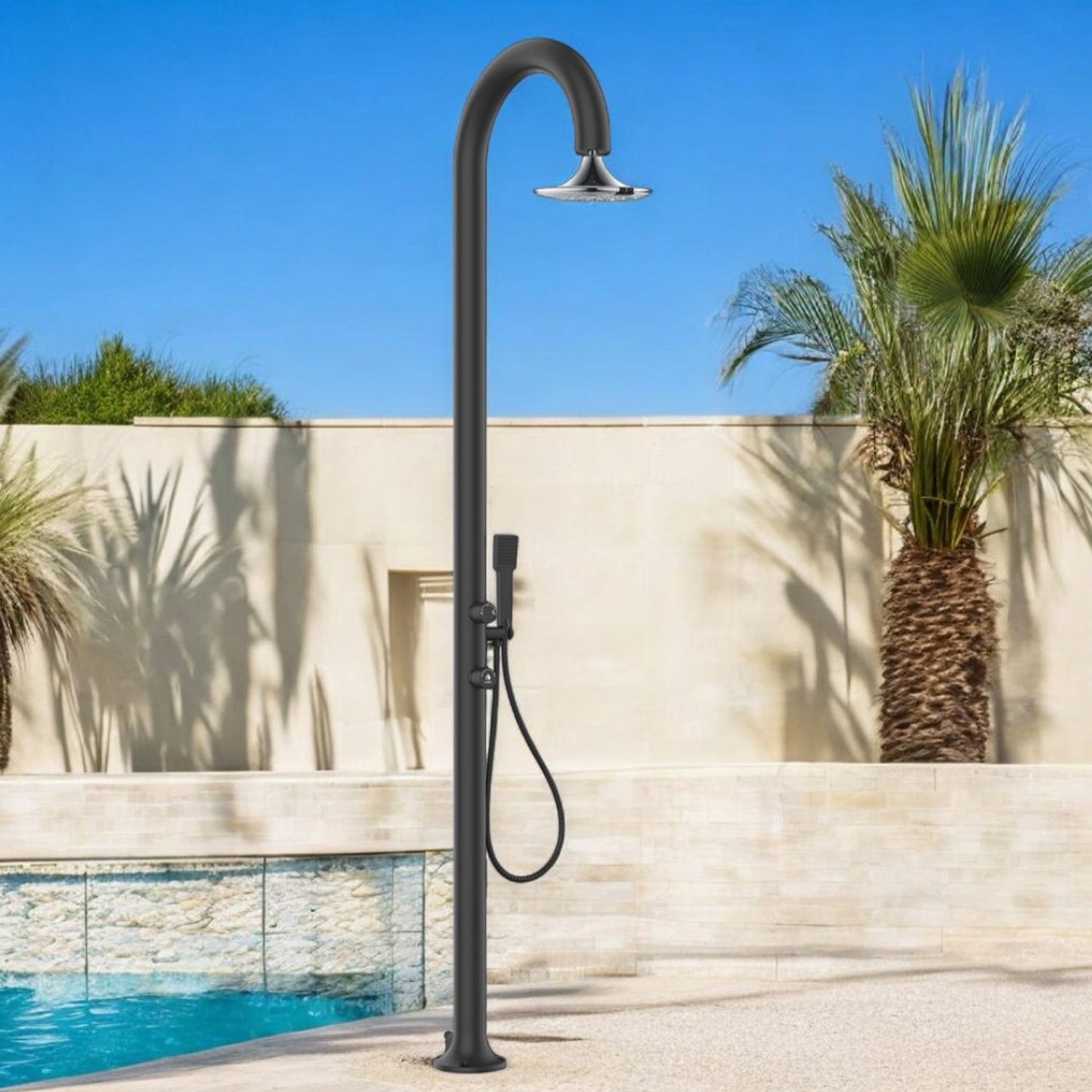 Ducha sensor de aluminio negro con 3 chorros y teleducha móv