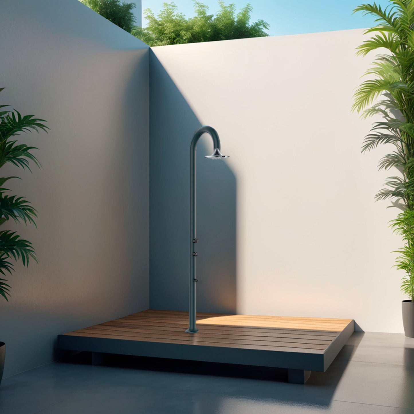 Ducha de aluminio gris con rociador LED de 3 chorros y senso