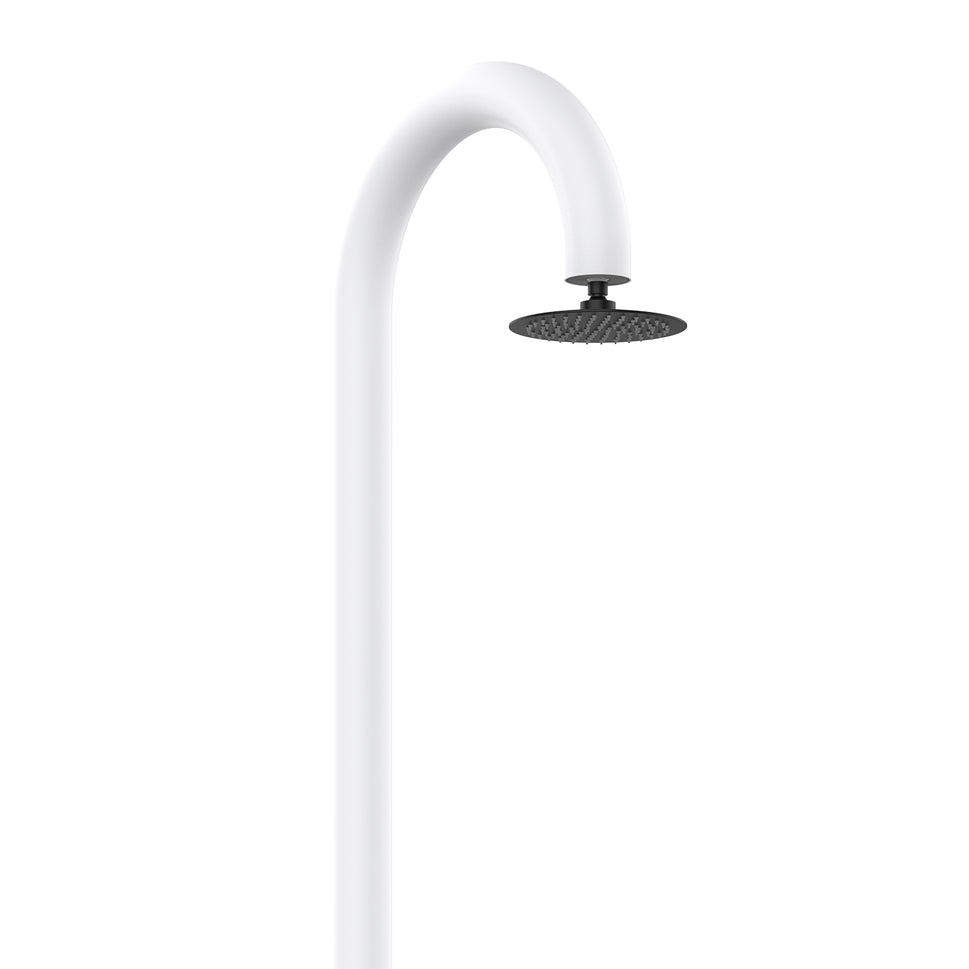 Sined Luna Timer Ducha De Aluminio Blanco Doble Conexión De Agua Fría Lateral o Inferior Ducha Temporizada De Agua Fría Con Rociador y Mezclador Redondo Blanco