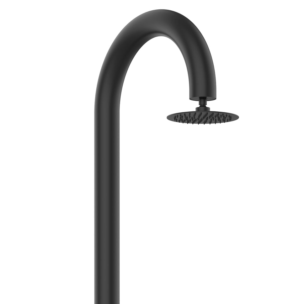 Sined Luna Timer p Noir Douche en Aluminium Double Connexion d'Eau Froide Latérale ou Inférieure sur un Tuyau Douche Temporisée d'Eau Froide avec Pulvérisateur sur Pied et Mitigeur Noir