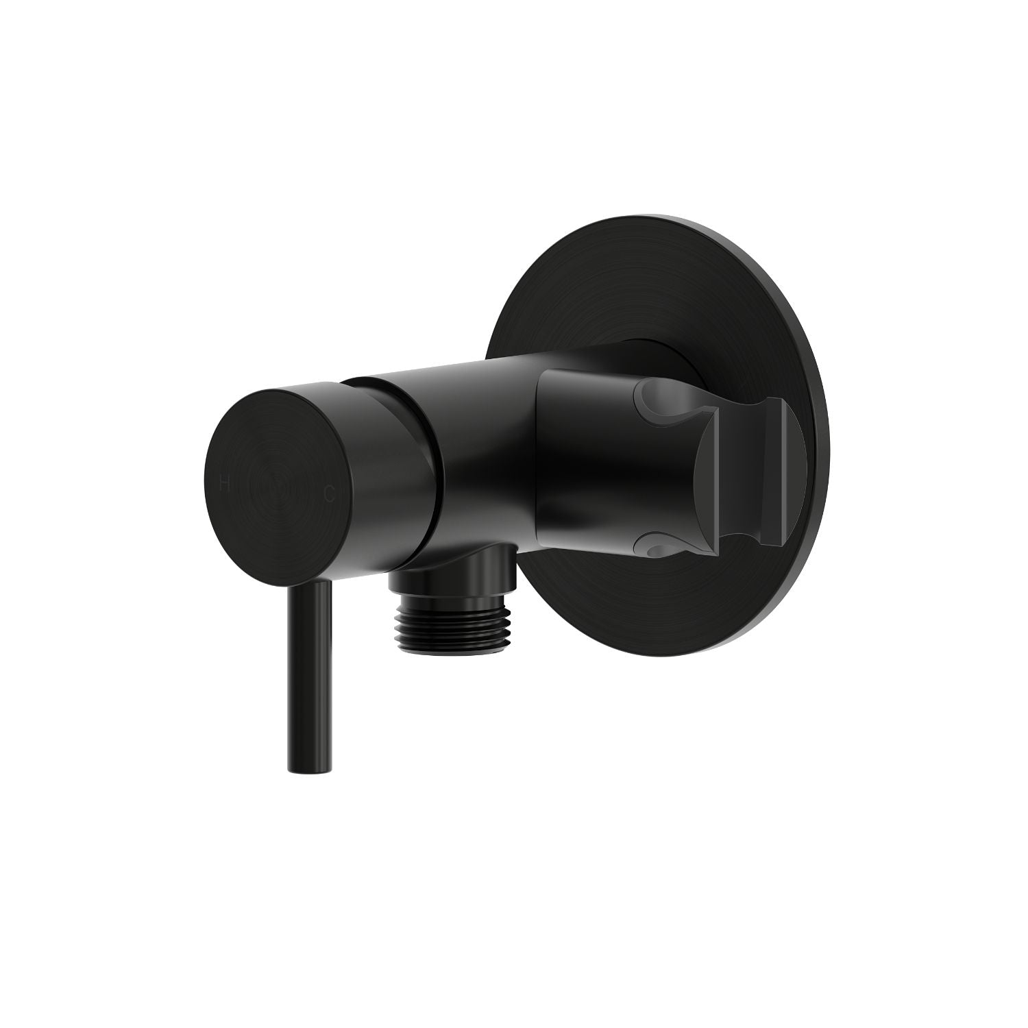 SINED Mezclador de pared para bano con soporte para teleducha PVD negro acero inoxidable 316L uso interior-exterior Levante Nero